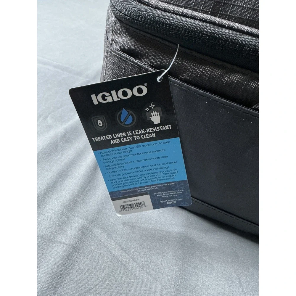 Igloo Ringleader Dual Compartment 16 Can Cooler Bag MaxCold Forged Iron Gray NEW